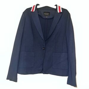 Banana Republic Single Button Classic Blazer Navy Blue Striped Collar Preppy